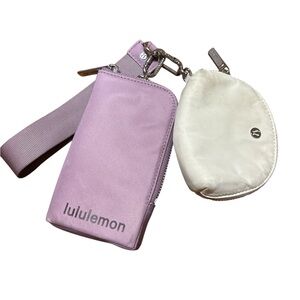Lululemon Dual pouch lavender and white wristlet
